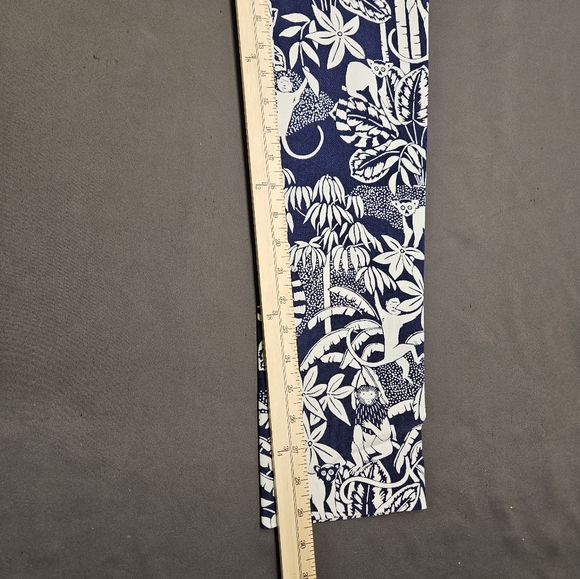 J McLaughlin Pants Women 2 Blue Floral Leaves Stretch Tapered Fit Masie - Picture 4 of 8